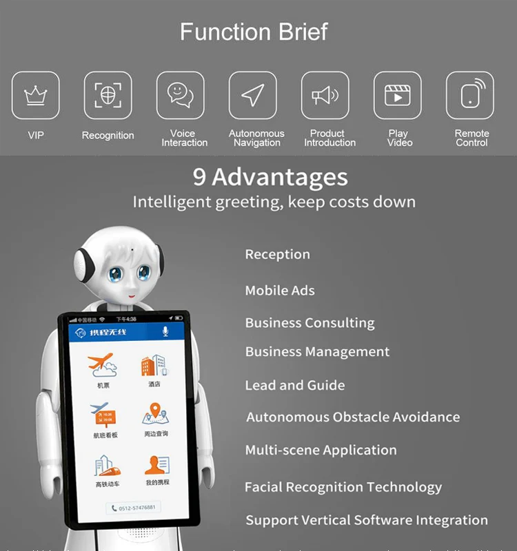 Delivery Autonomous Service Robot Humanoid Smart Commercial Service Robot