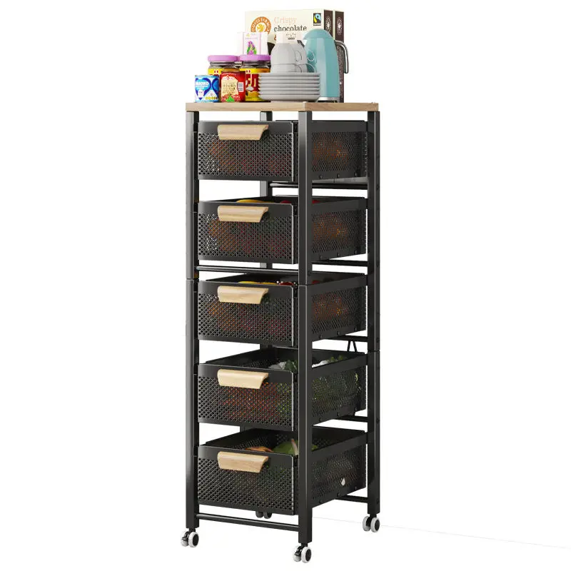 Multifunctional Strong Load Bearing Large Capacity Space Saving Carbon Steel Utility Trolley Cart Kitchen Organizer Storage Rack