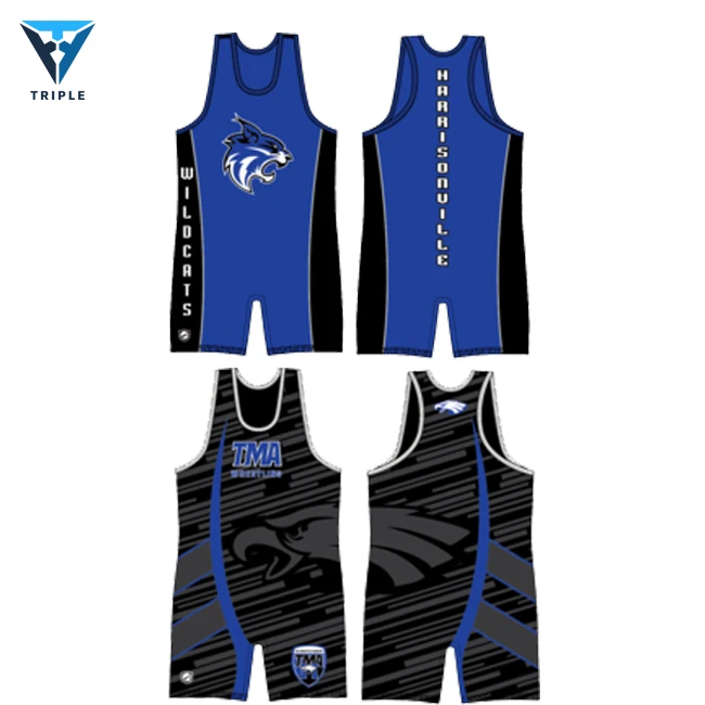 high quality custom sublimation printing man sportswear wrestling team wear wrestling singlet