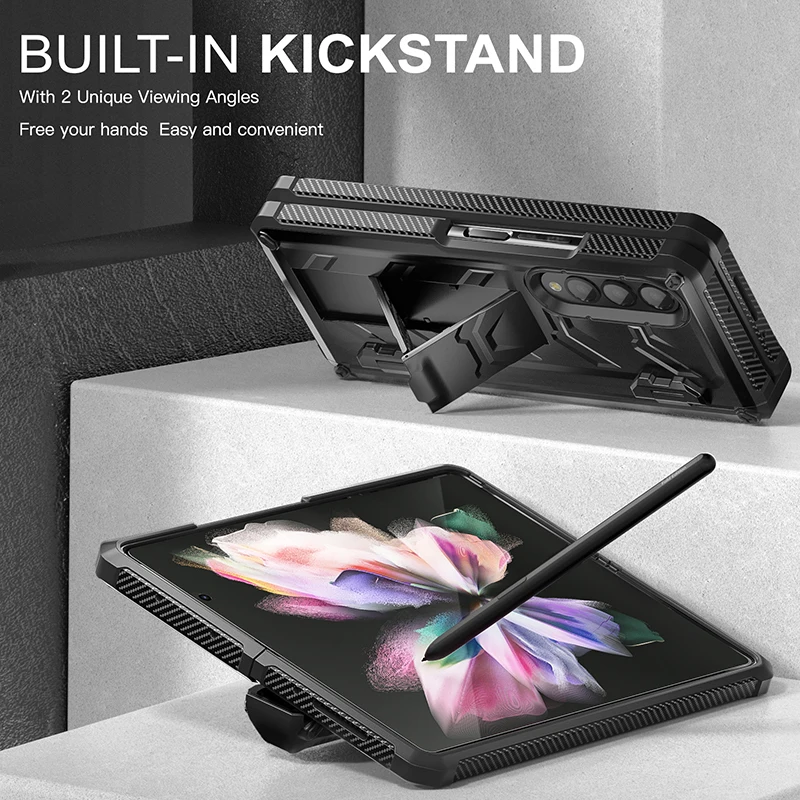 For Samsung Galaxy Z FOLD 3 rugged TPU bumper cover case built in screen protector