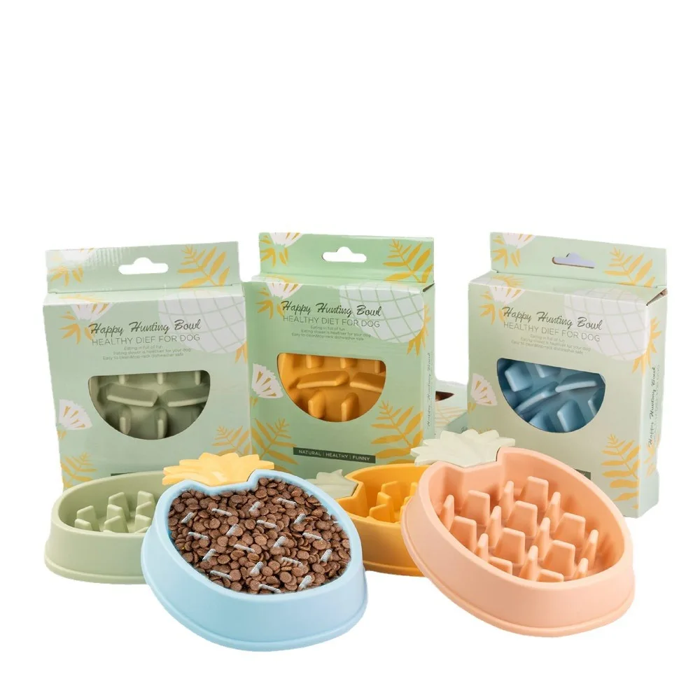 Wholesale Corn Pineapple Shape Pet Slow Food Bowl Plastic Dog Bowl Non-slip Pet Supplies