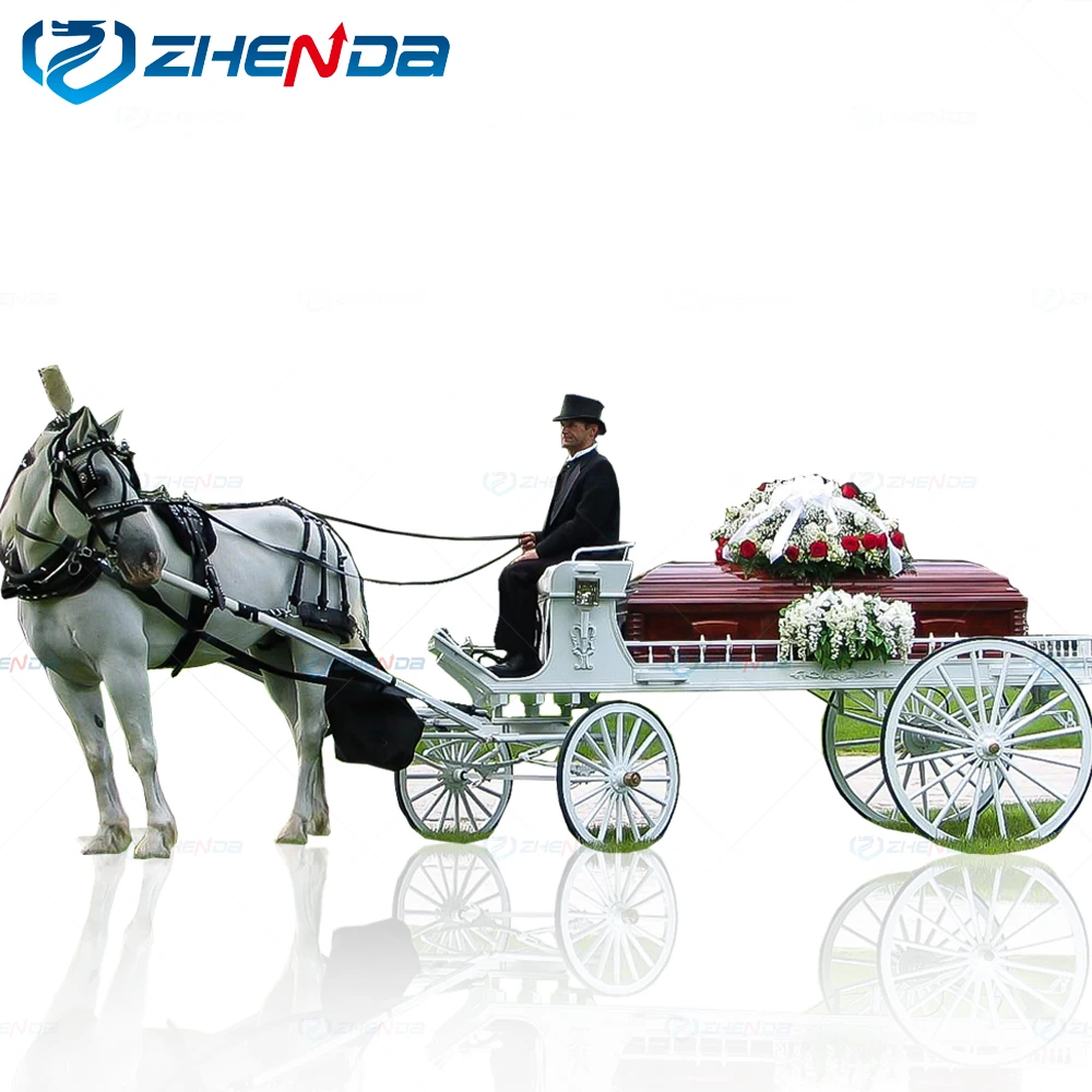 Funeral Horse Drawn Carriage Coffin/White Horse Hearse for sale Cinderella carriages