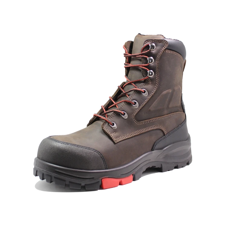 Dark brown horse leather work boots for men HRO heat resistant protective security safety boots