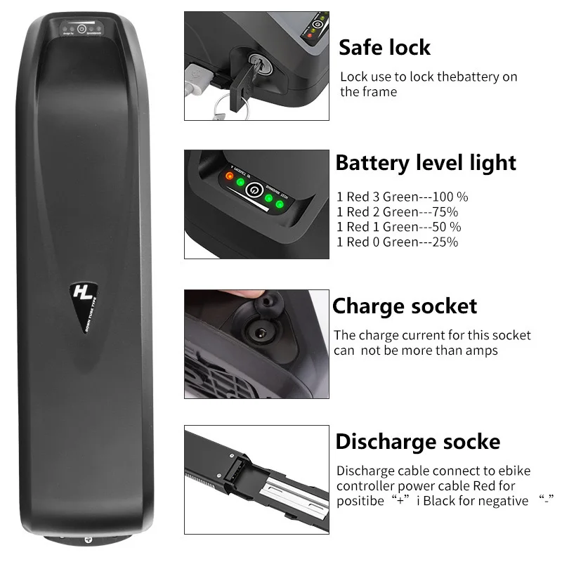 High Quality 36V 48V 52V Electric Bicycle Lithium 18650 21700 Cell Rechargeable Ebike Battery