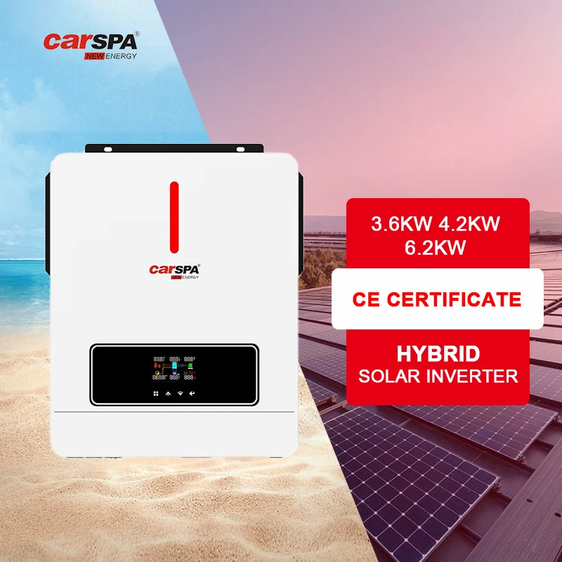 Carspa 6.2kw 4.2kw 5kw solar inverter with mppt 140A 120A dc 24V 48v to ac 220v 230V 240v hybrid inverter pure sine wave