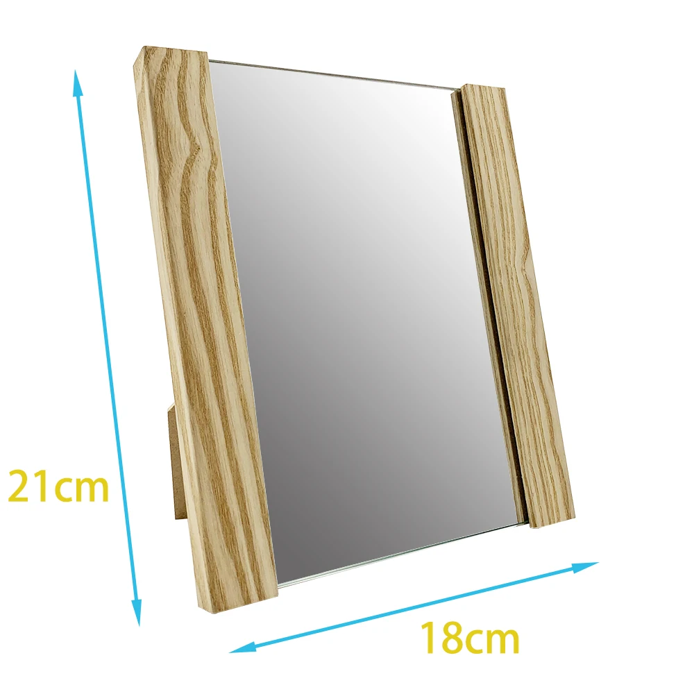 Natural Style Photo Frame Make Up Mirror Wood Framed Tabletop Mirror