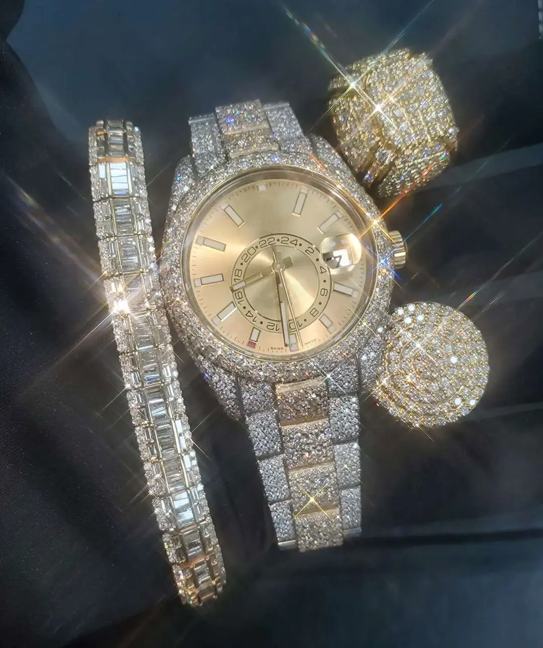 moissanite watch certified jewelry vvs gem Stone Round brilliant Cut White loose natural watch mens