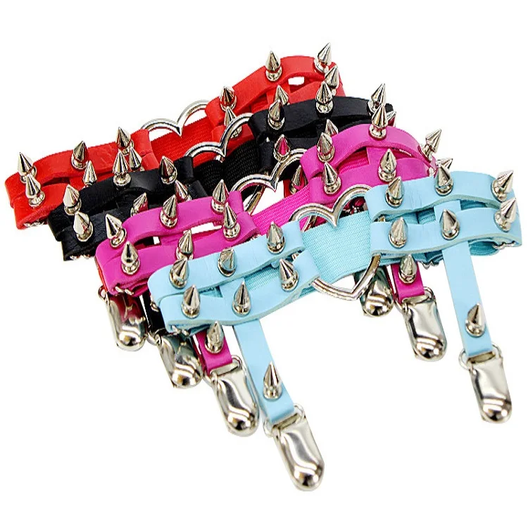  Garters Stocking Suspender Belts Punk Hip-hop Heart Shape Garter Leg Loop Foot Ring Strap Stock Girls Harajuku