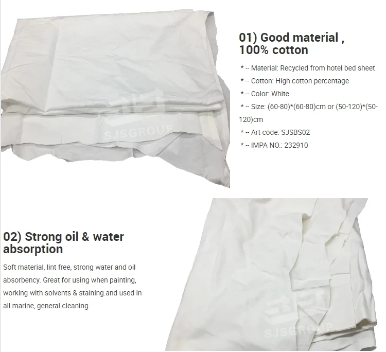 Free sample 0.5-400kg Bale 100 cotton Cheap cotton fabric scrap white bed sheet wiping rags for marine using