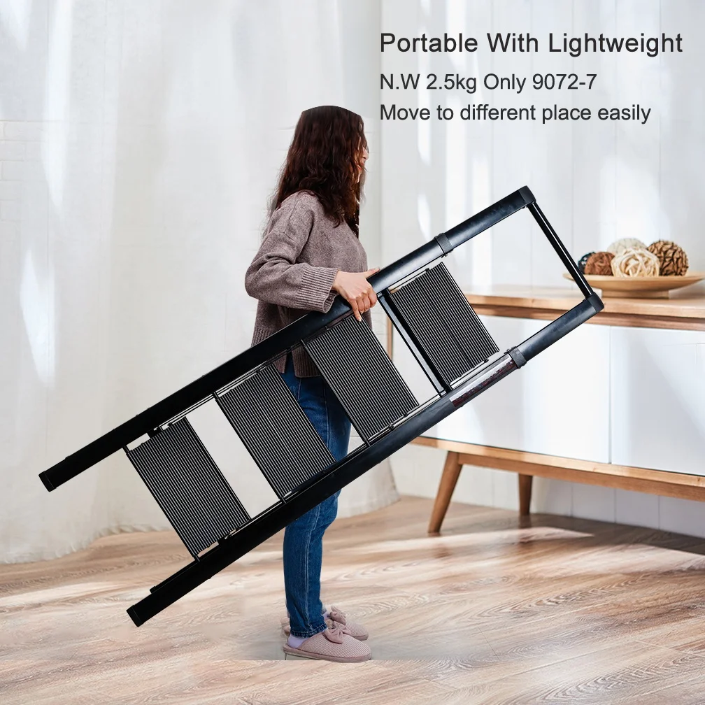 4 Tier Telescopic Folding Step Ladder Safety Extension Aluminum Loft Attic Ladder Portable Extending Rope Step Ladder