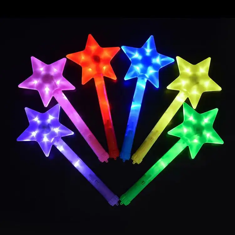 Wholesale Light Up Magic Star Wand Children Plastic Glowing Costume Product for kids Led flashing in dark and night  Manufacture