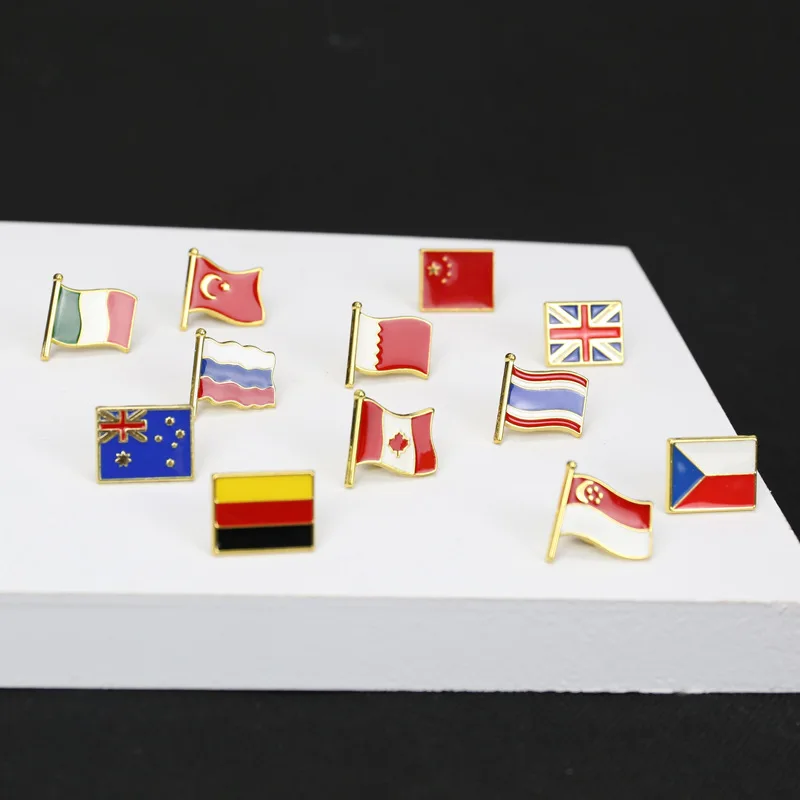 Custom Country Flags Printed Enamel Pin Metal Lapel Pins For Clothes