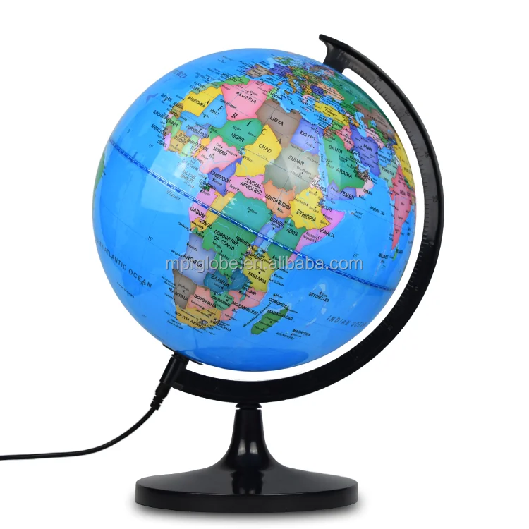 30cm Retro Led World Earth Globe Map 360 Degree Rotating World Geography Map In Spanish Desk Decoration Table Lamp