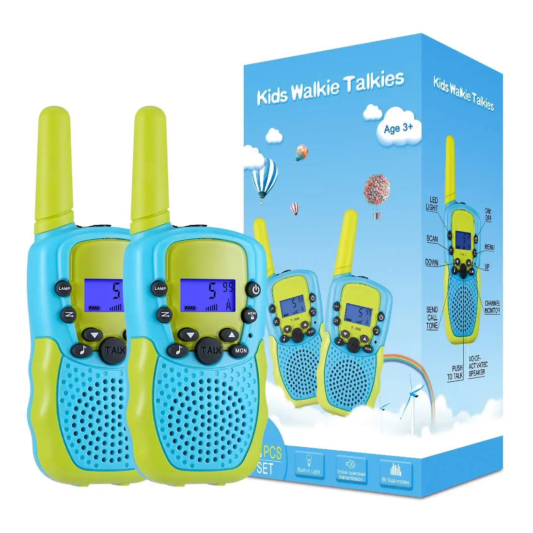 Kids Toys 22 Channels 2 Way Radio with Backlit LCD Flashlight 50km long range signal booster walkie talkie talkie earbud
