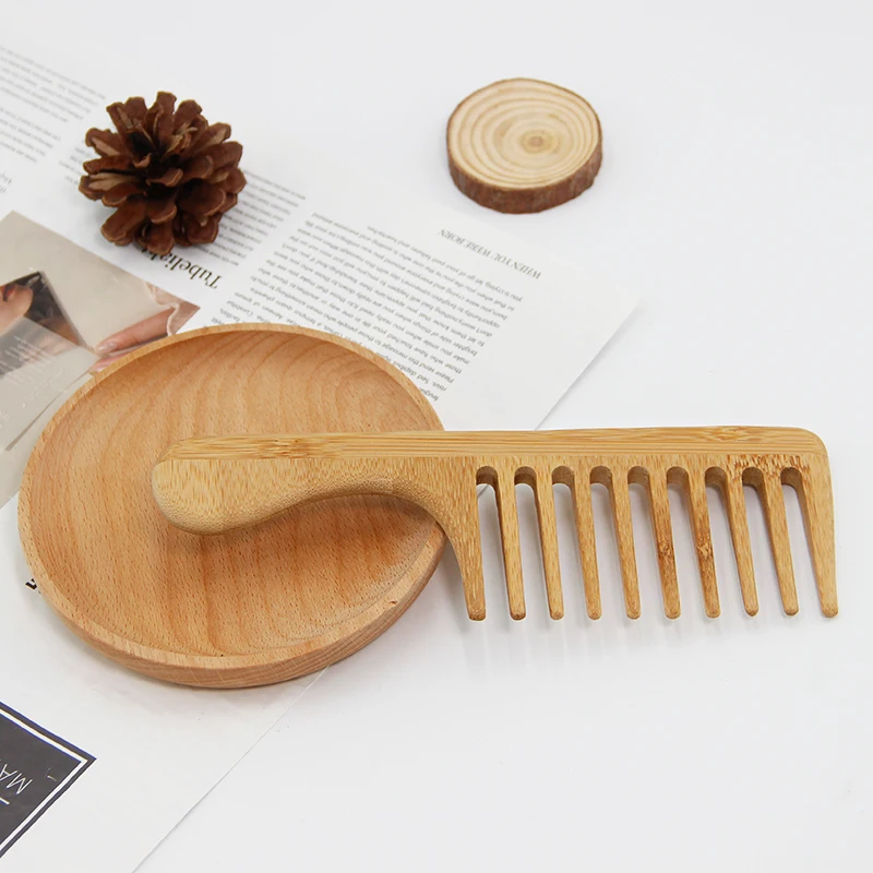 Custom Handmade Wide Tooth Comb Wholesale Cheap Eco-friendly Bamboo Wooden Hair Comb
