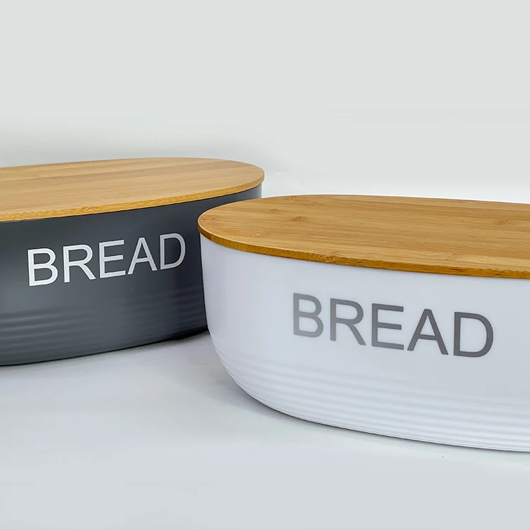 Food Grade Material Bread Box Kitchen Food Storage Product Bamboo Lid Plastic Bread Storage Box