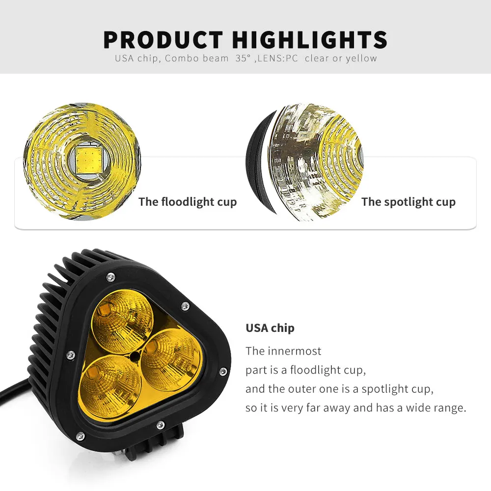 Far Range 4x4 White Amber Strobe Led Fog Light,Off Road Flodd Spot Beam 48w 3Inch 4inch Led Work Light