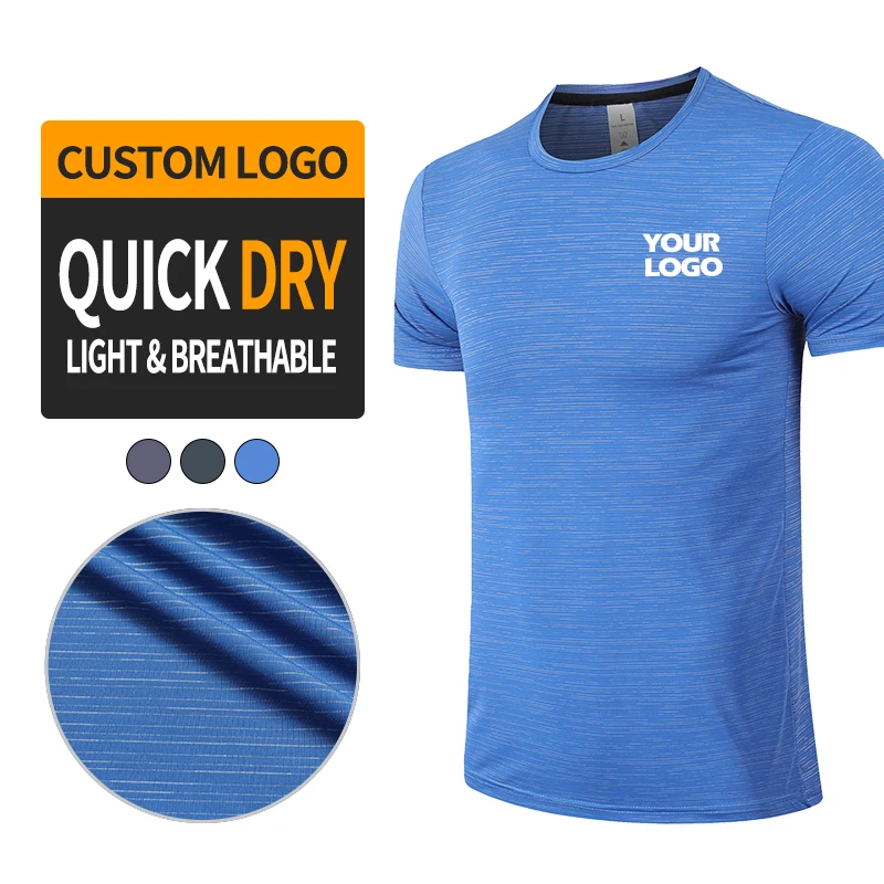 Badminton Hiking Running Wholesale Custom Printing Blank Slim Fit Sweat Men Short Sleeve Workout Lightweight Quick Dry Shirts