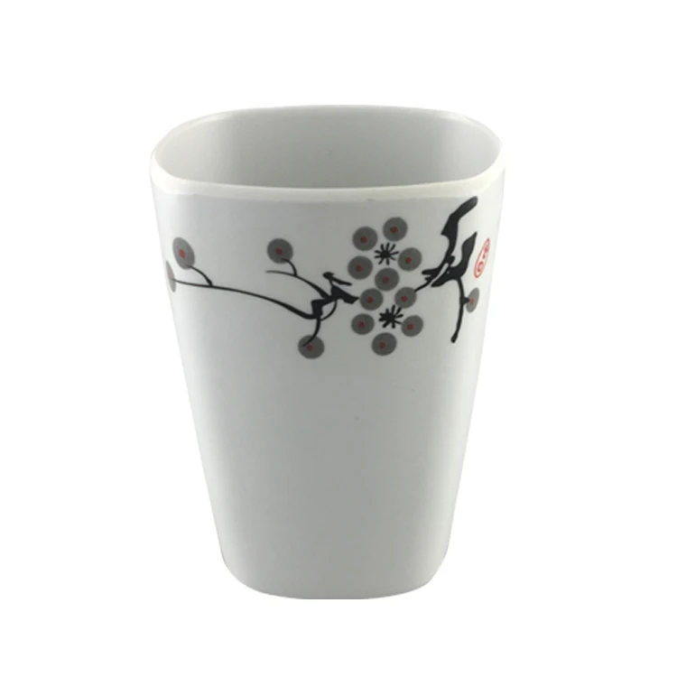 SEBEST Factory Outdoor Cheap Custom Printed Bulk Stacking 400 ml Square White Strong Melamine Cups