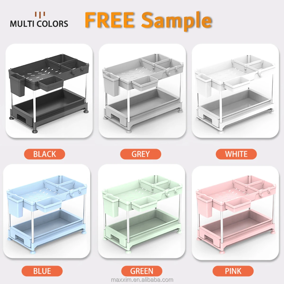 2024 New Products Small Spaces Cabinet Use Plastic Rack Shelf Kitchen Bathroom Organizers and Storage Drawers