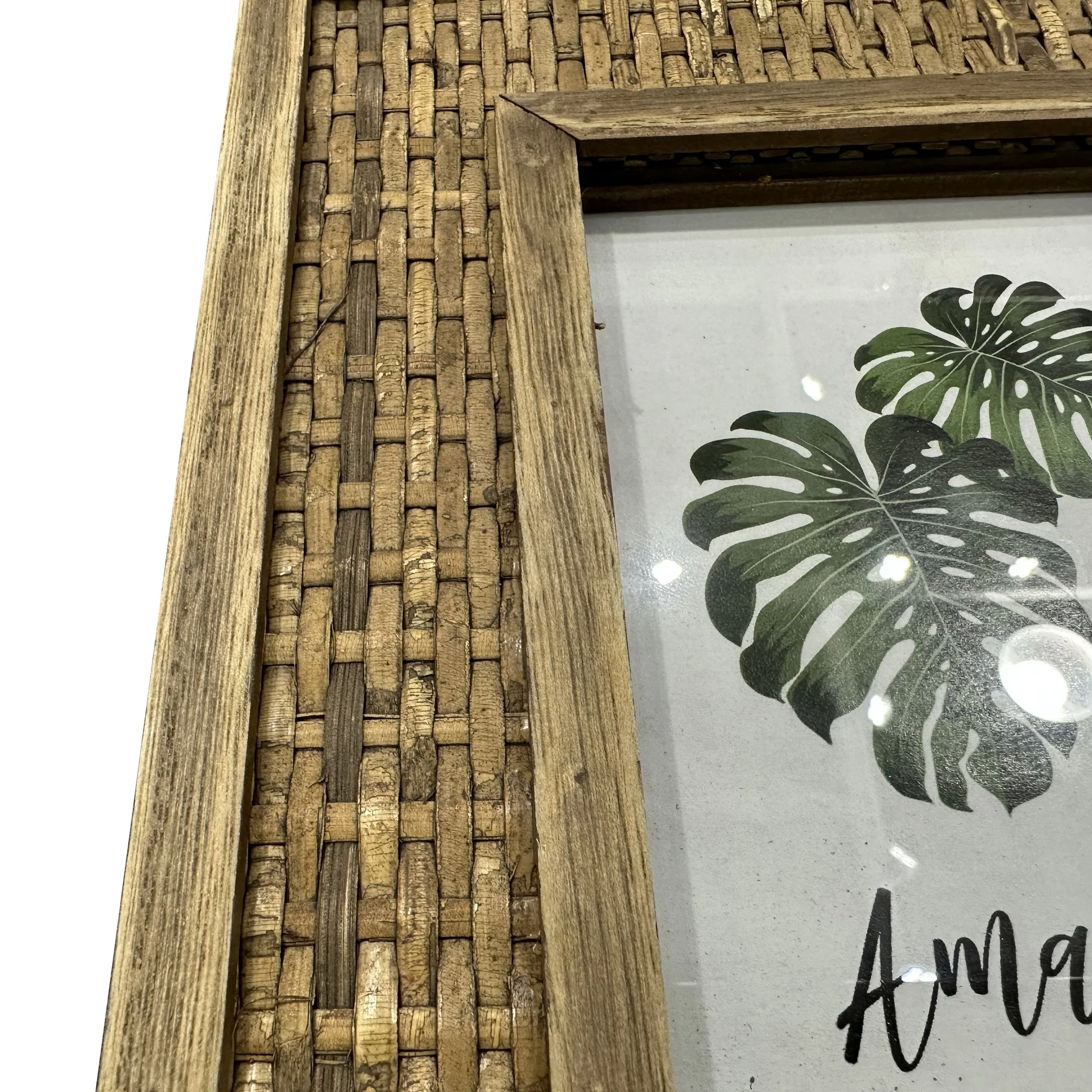 Custom 4x6 Vintage Antique Real Rattan Photo Frame Handmade  Stand Picture Frame Wooden Photo Frame