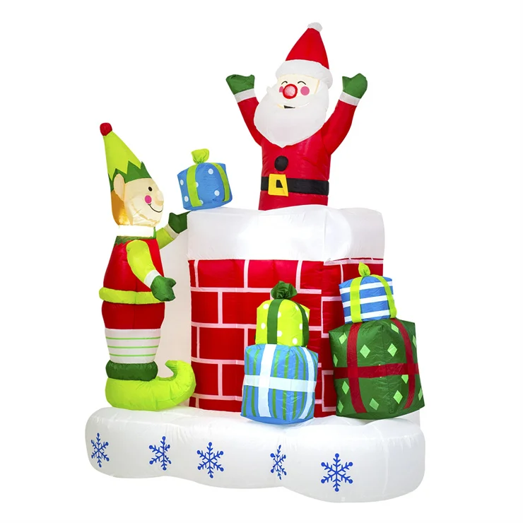 Новый большой адаптер 65in 3L надувной Рождественский светильник в виде замка Санты для украшения