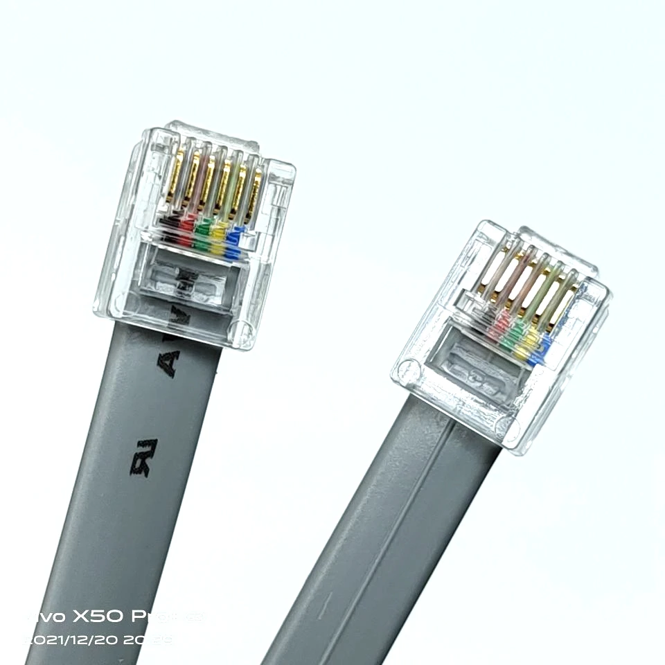Telephone cable rj12 gold plated connector 6p6c grey Satin 26/28awg straight line rj12 telephone line