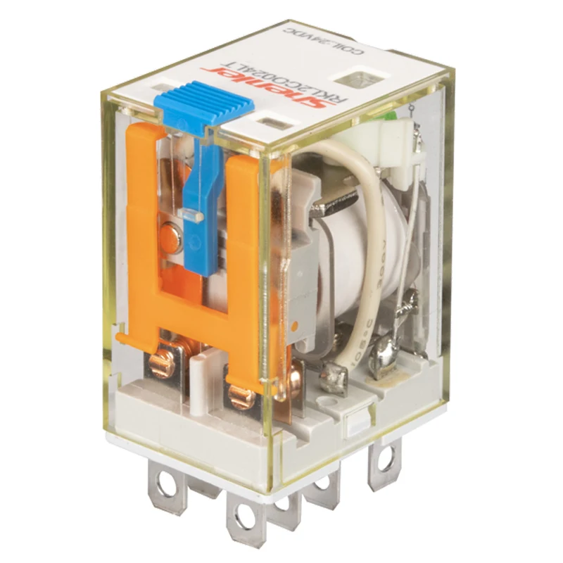 Shenler RKL2CO024LT miniature power relay 2 pole 10A 24VDC LED test button solid state relay power 24v transparent 24vdc