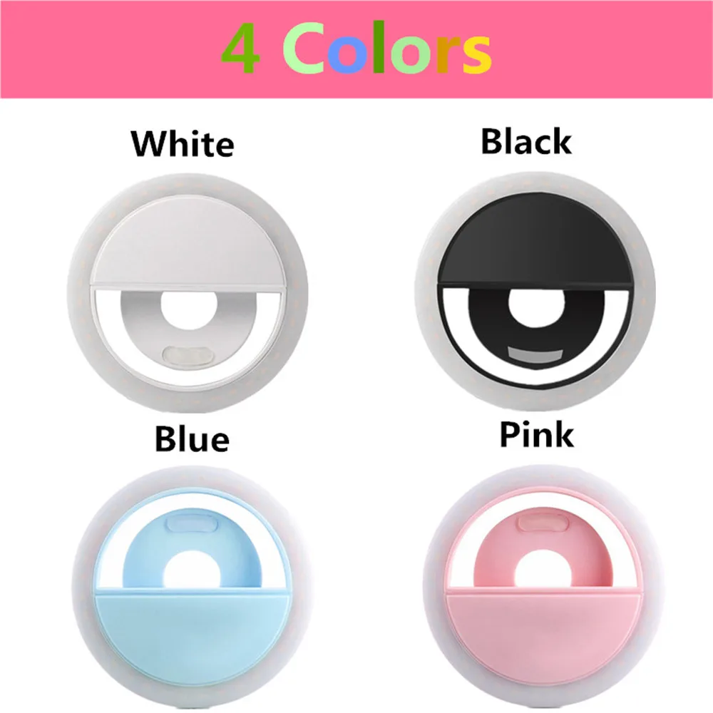 Rechargeable Clip-on LED Selfie Ring Lamp Fill-in Light Selfie Enhancing Fill LED Circle Ring Light For Phone Macro Ring Lights