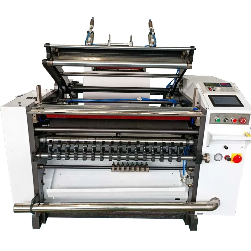 Manual thermal paper slitting rewinder machine with auto core loader