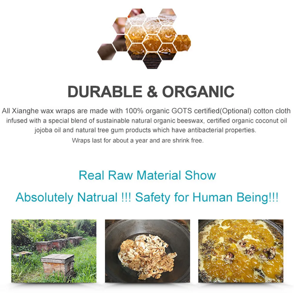 Factory Wholesale Washable Natural Environmentally Friendly Custom Pattern Reusable Beeswax Fresh Cloth