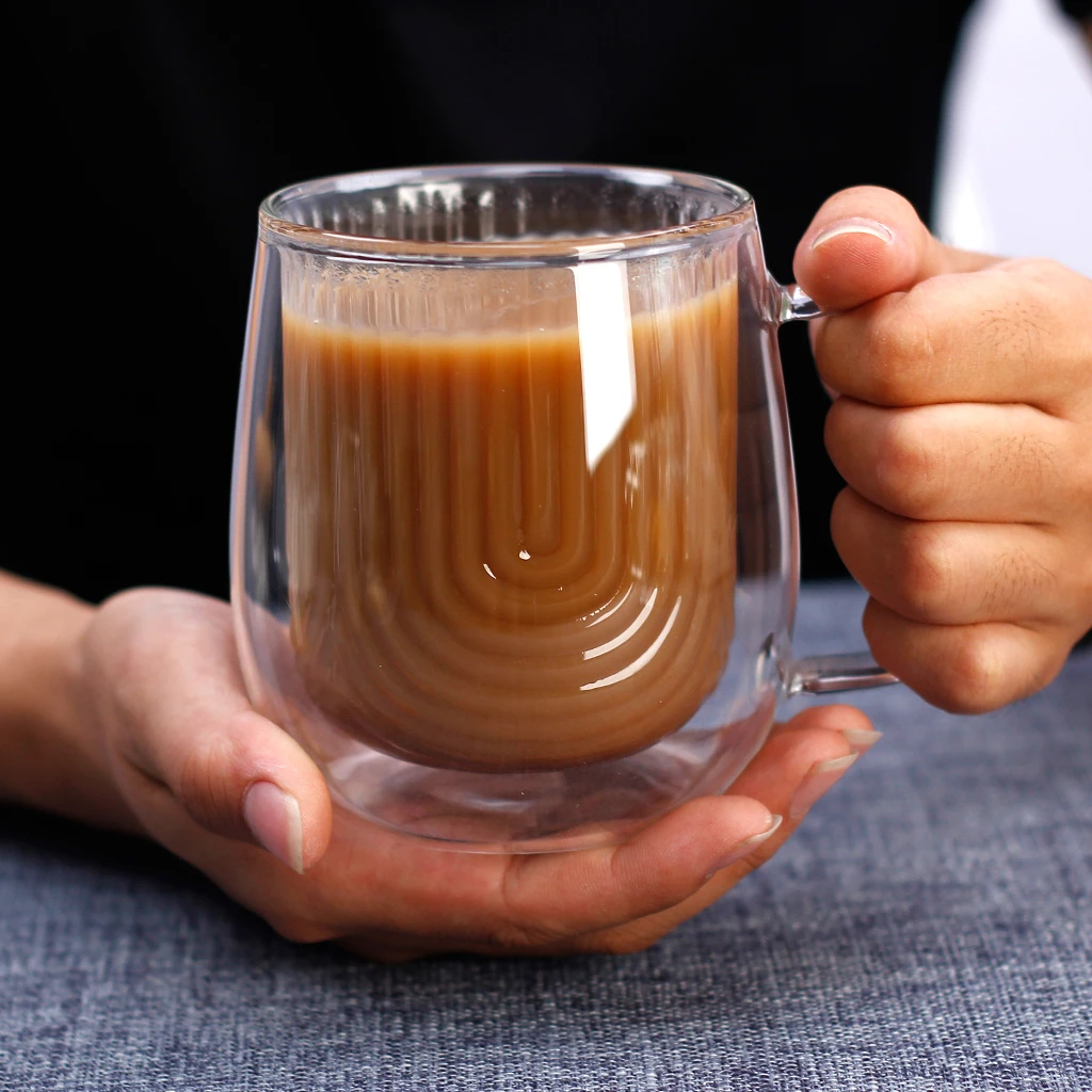 
Good quality double wall glass bear bamboo lid 350ml 