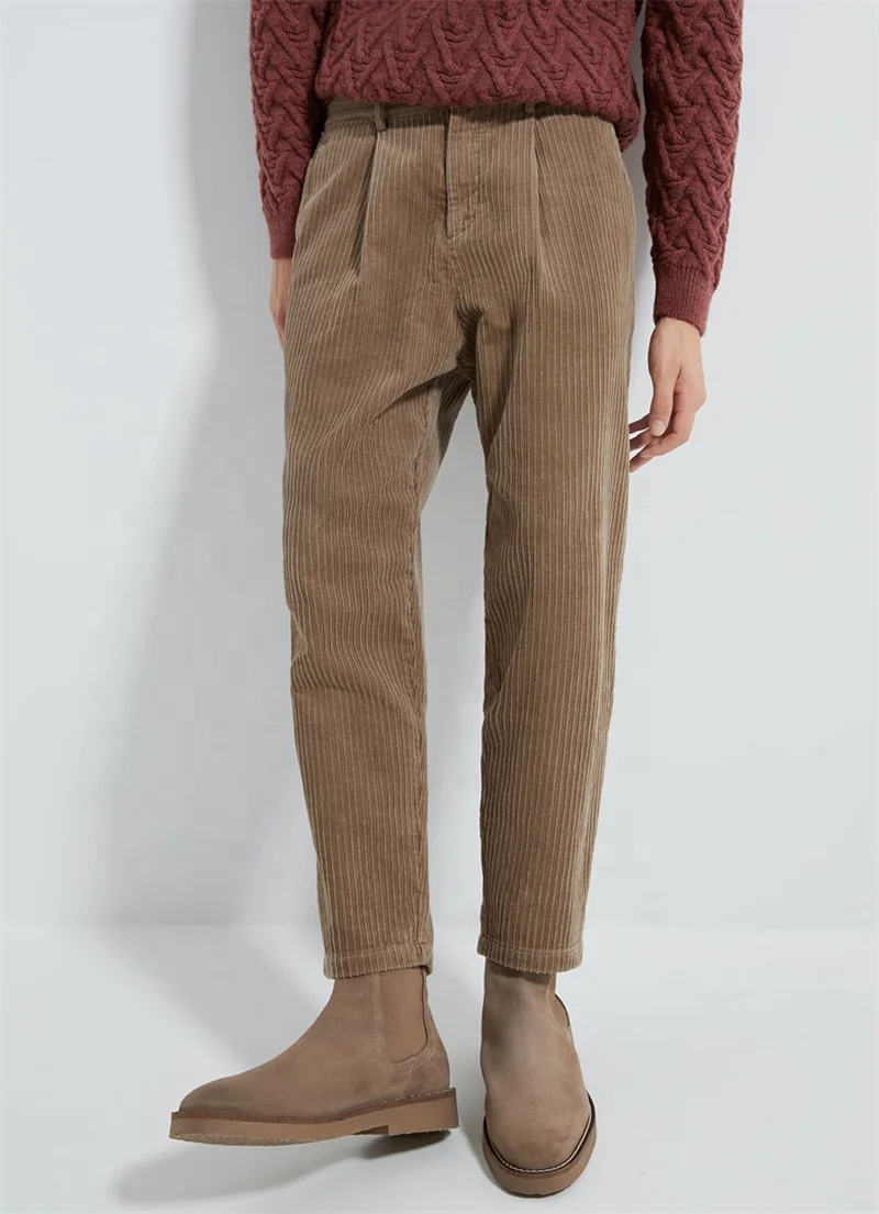 Custom spring  green loose chino corduroy pants for men custom sweatpants corduroy cargo jogging fleece jogger