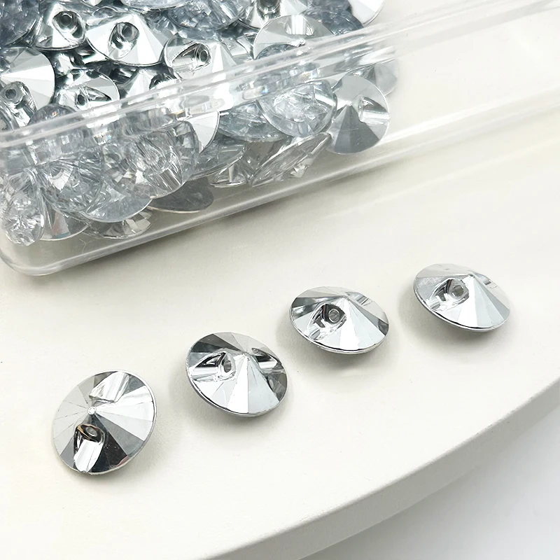 Wejoy 18mm Size Plastic Crystal Satellite Style Upholstery Button for Home Decor