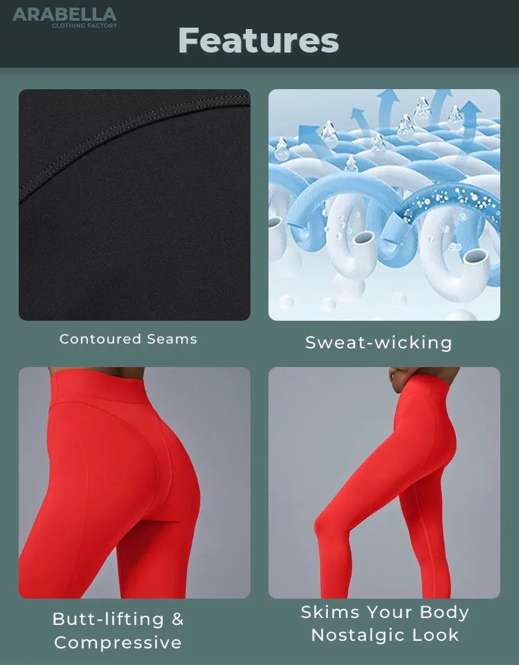 Arabella 2024 Custom Logo Wholesale Women High Waist Scrunch Butt Lifting Sweat 80 nylon 20 spandex Leggings