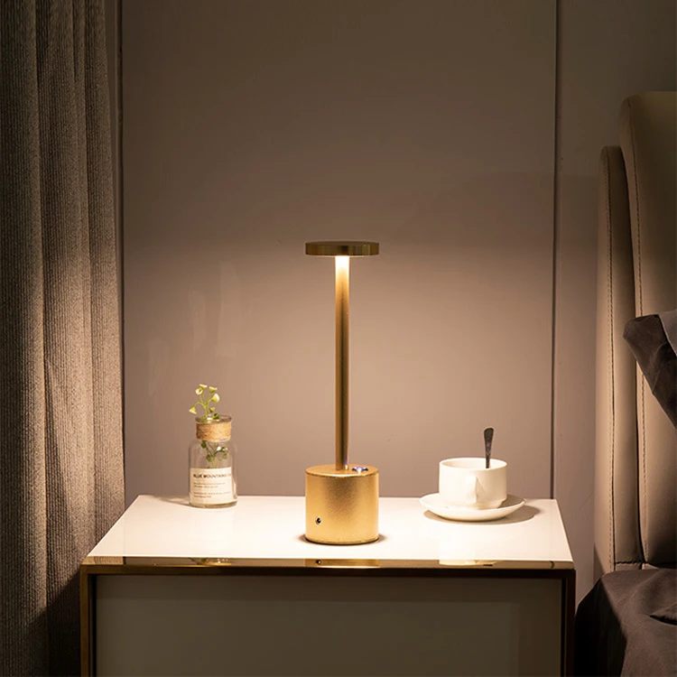 LED Cordless Restaurant Rechargeable Modern Table Lamp for Hotel Living Room Decorative 3-level Touch Dimming Reading Desk Lamp