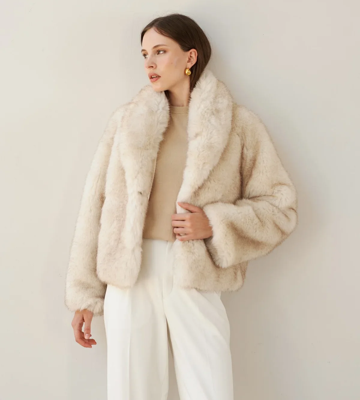 Warm  Clothing Women  Mink Fur Coat  Cozy  Collar  Long Sleeve Plus Size Jacket Short Style   Faux Fur Overcoat