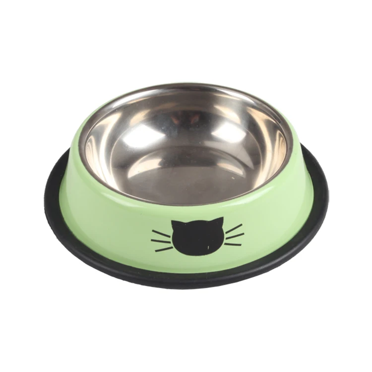 Green Stainless Steel Dog Bowl Manufacturer Colourful candy dish pet dishes equipment Cat Food Bowls Water or Feed Container