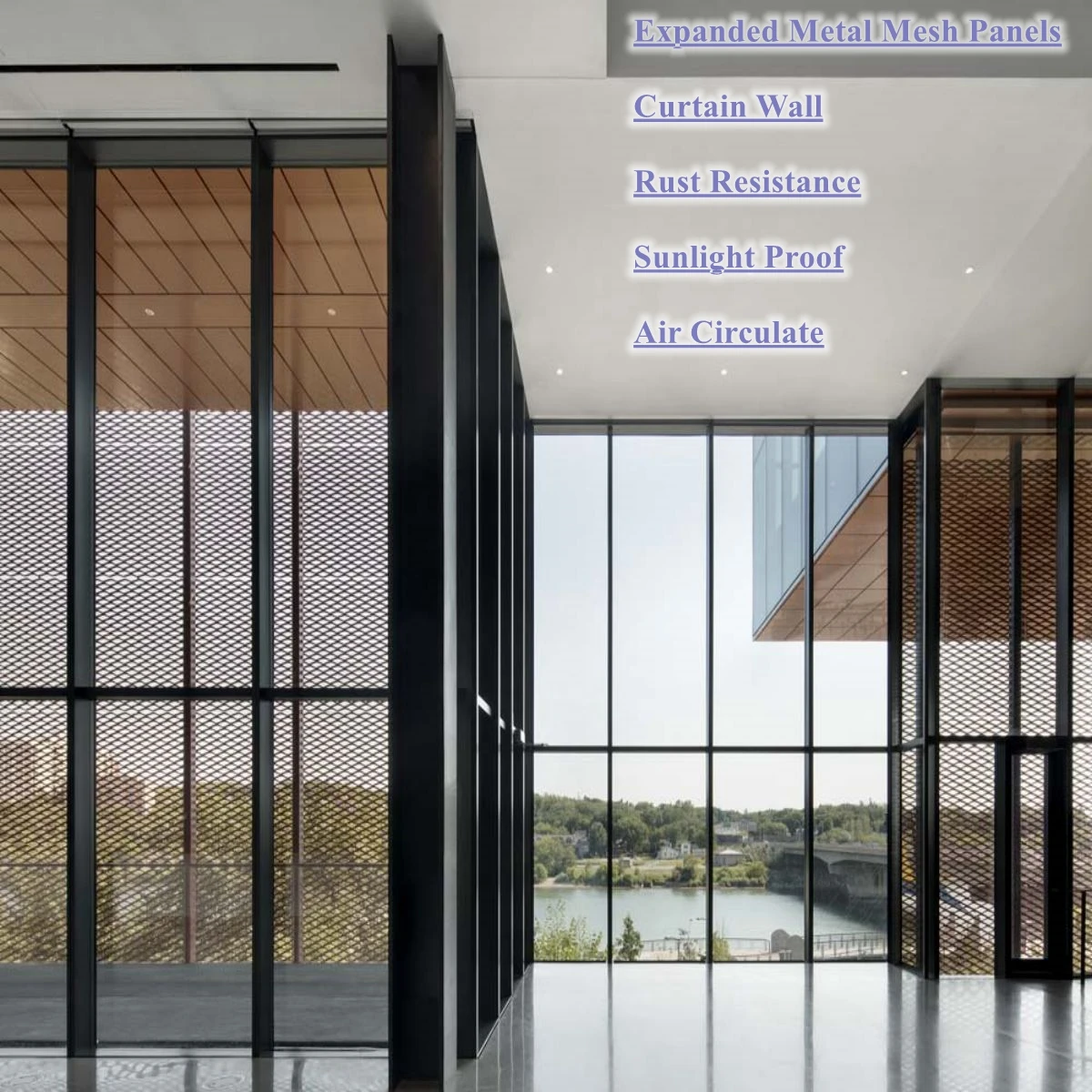 External Cladding Curtain Wall Facade Panels Expanded Metal Mesh Panels Sunlight Proof