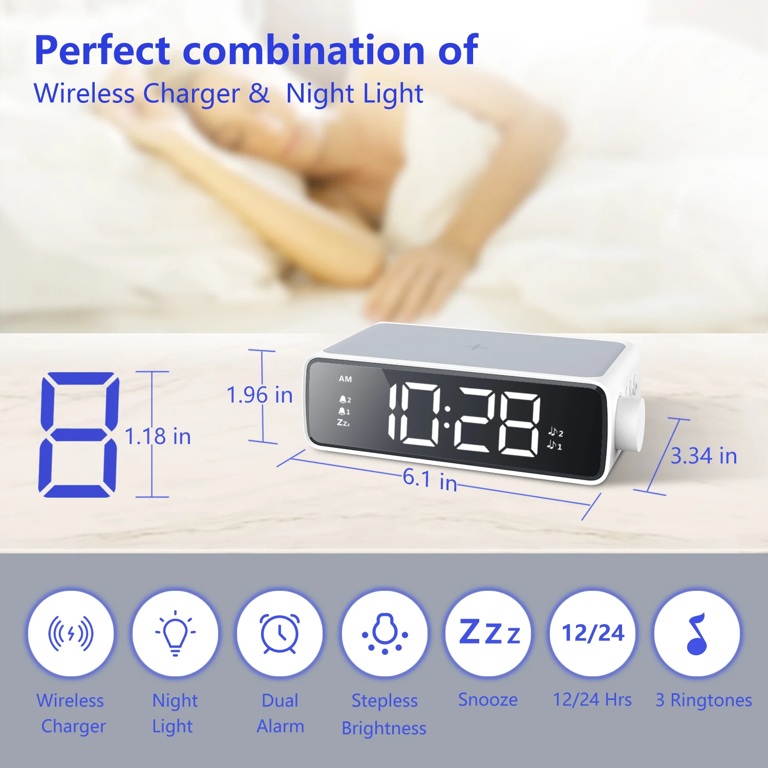 New Digital Clock Wireless Charger Smart three-in-one 15W Wireless Charging Multi-function Calendar Temperature