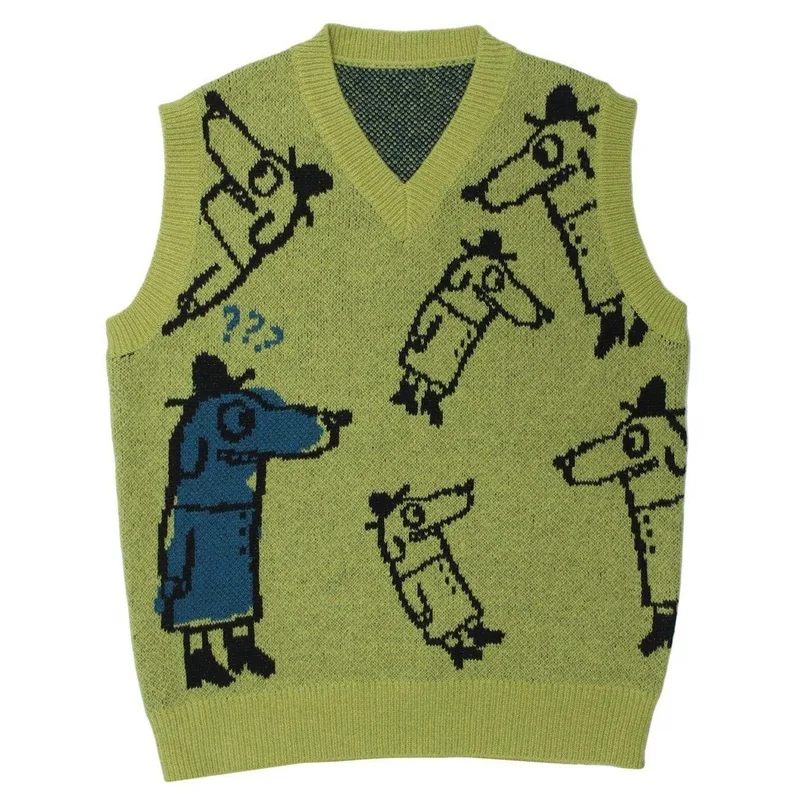 FYB Cartoon Dog Tong Fashion Naughty Comfortable Convenient Vest Knitted Boys Sweater
