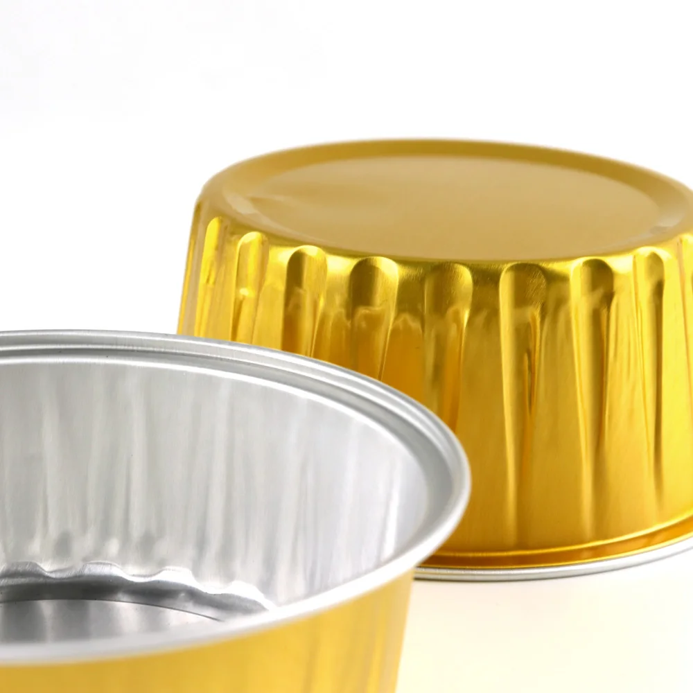 Gold Color Disposable Round Food Grade Aluminum Foil Bowl Baking Containers for Food Packaging