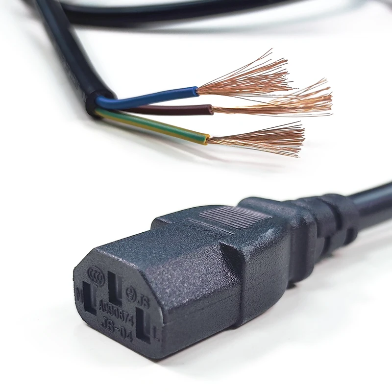 1.5M  Factory Direct copper 3 Pin Prong Plug Cable c13 10A/13A/15A AC Cords Electric Lead IEC C13 power supply cord 15AWG