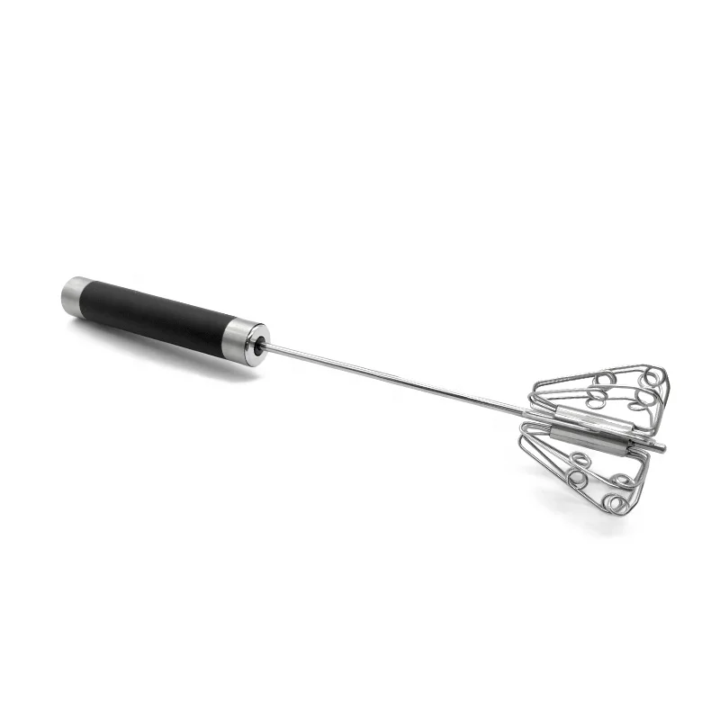 10 inch Hand Push Rotary Stainless Steel Egg Whisk Manual Egg Beater for Blending, Whisking, Beating & Stirring
