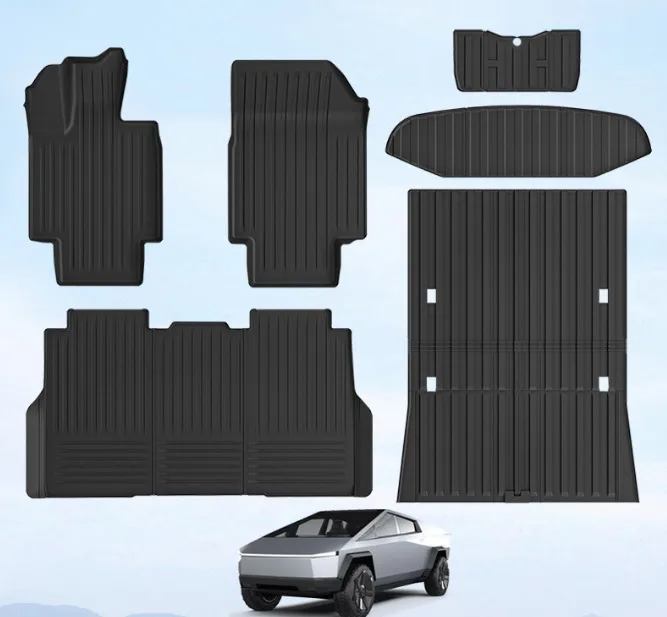 New Mat Waterproof High Quality Interior Accessories for Tesla TPE 6Pcs All-Weather Car Floor Mats for Tesla Cybertruck