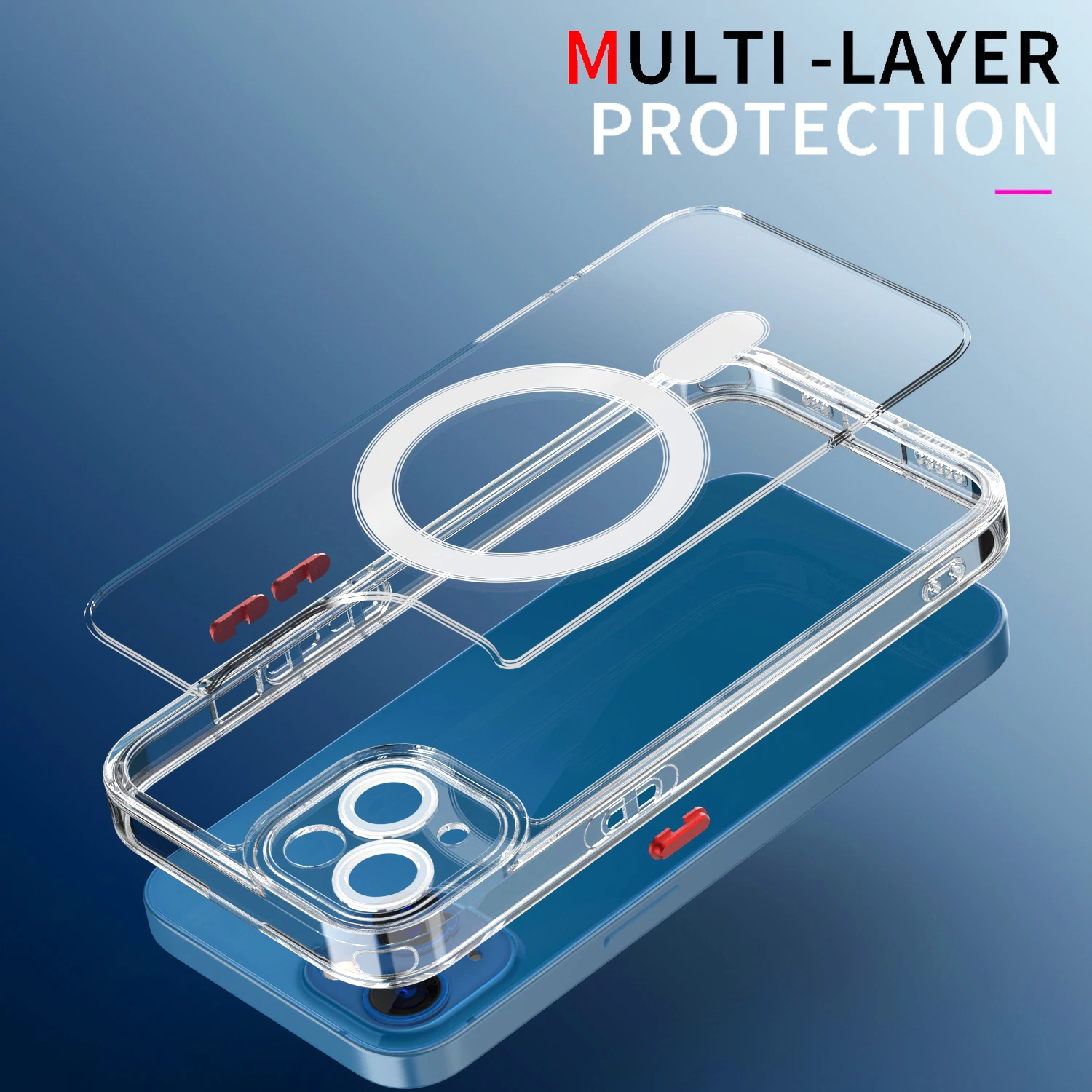 New wholesale magnetic transparent shockproof Acrylic For iphone 11 12 13 cellphone case mobile case