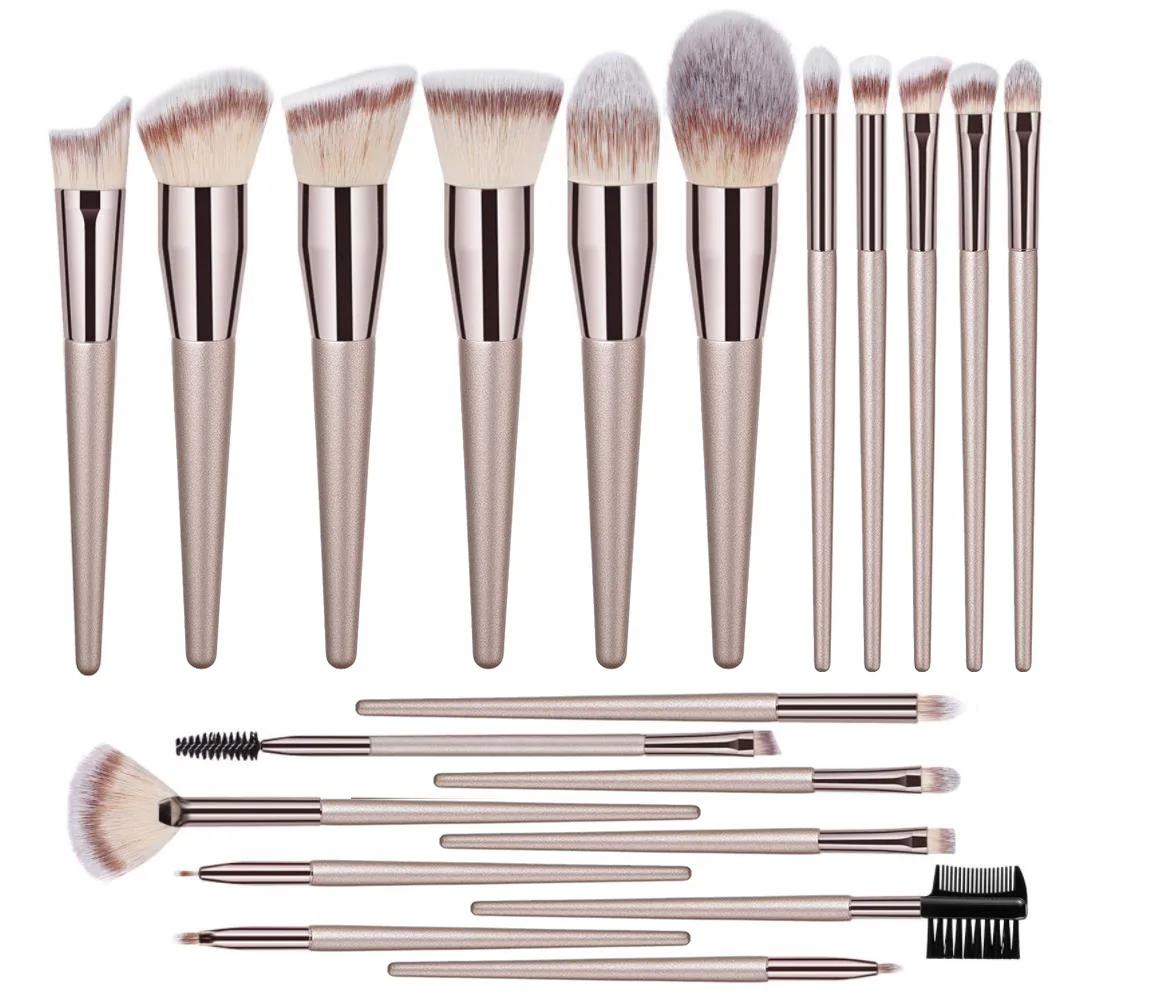 Private Label Makeup Brush Set  Champagne Gold Single Piece 4 Piece & 10 Piece & 14 Piece Set Cosmetics Tools Brush