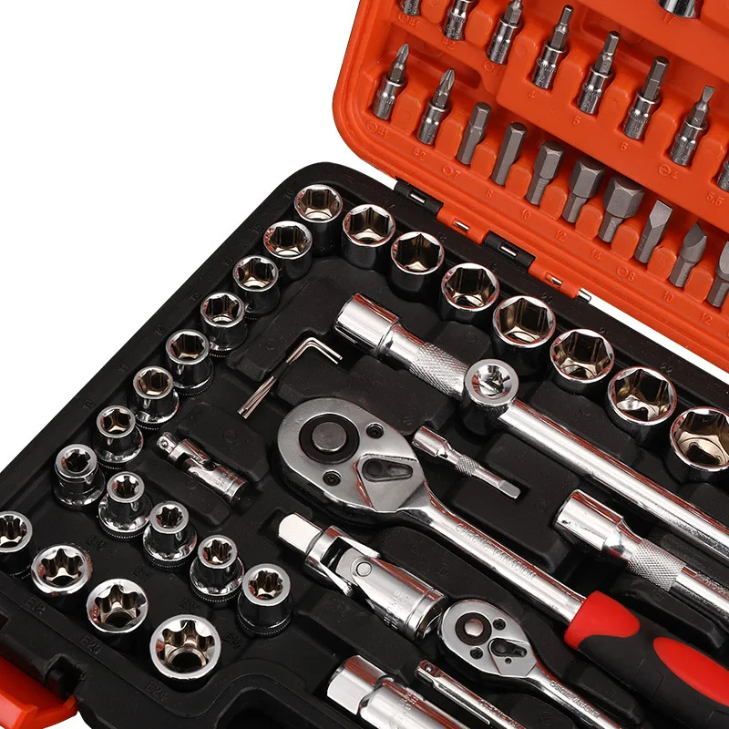 108pcs 1/2' 1/4' Dr Socket Wrench Set Kit Includes Combination OEM Customized Support Hard Case for Car Repairing