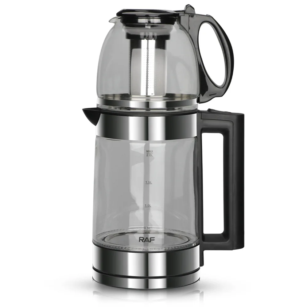 R7898 1500W 2L 0.8L Kettle Turkey Tea Pots Double Large CapacityGlass Hot Water Kettle Heat Glass Electric Kettle