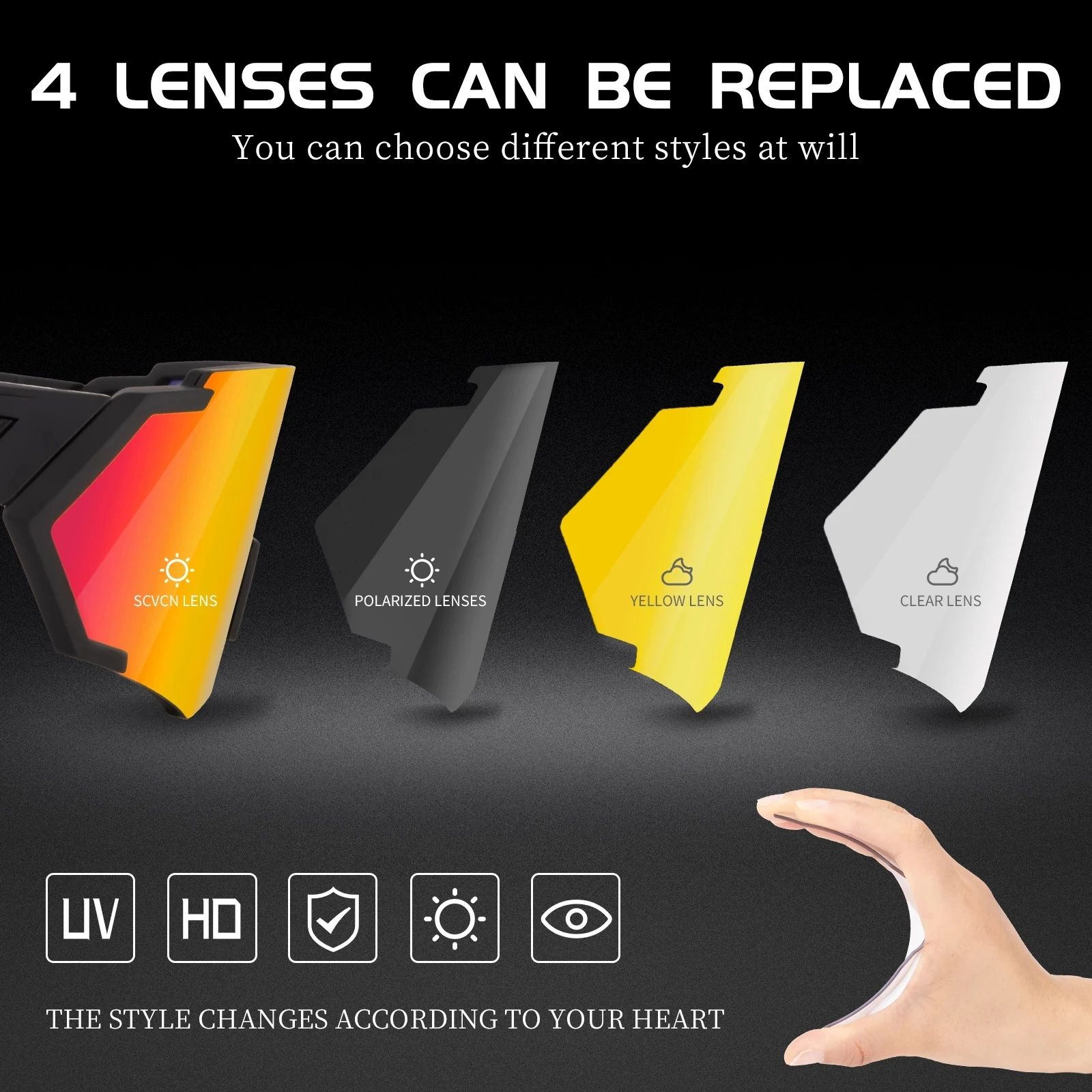 Kapvoe 9024 Outdoor Cycling Glasses for Men Sports UV400 Protection Goggles Sunglasses Women Mirror Color Lens